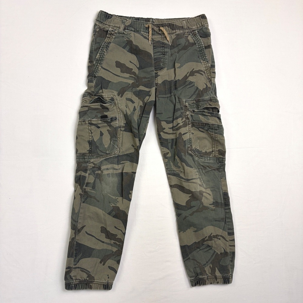 Wrangler Boys Camo Cargo Jogger Canvas Pants Green Camouflage Size 14 Regular